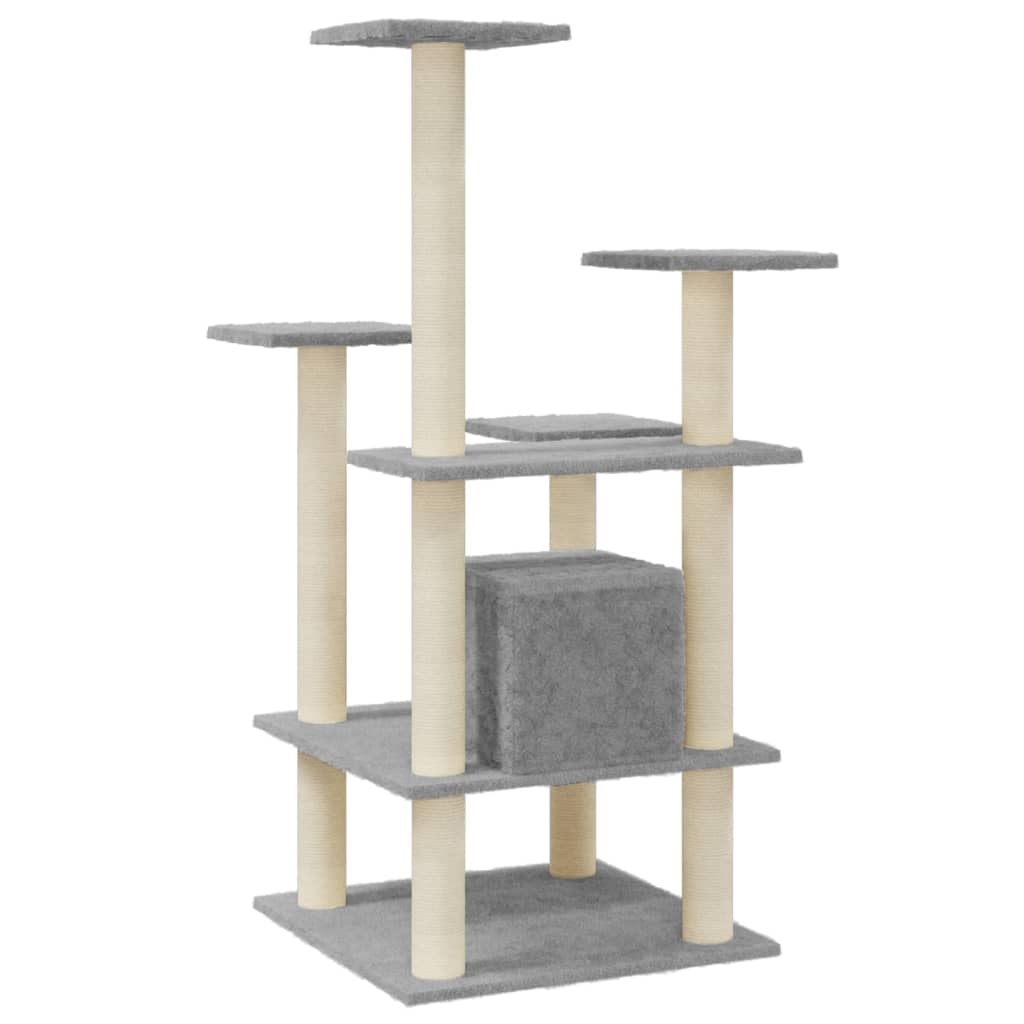 Cat Tree with Sisal Scratching Posts Light Grey 110 cm