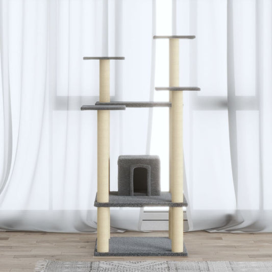 Cat Tree with Sisal Scratching Posts Light Grey 110 cm