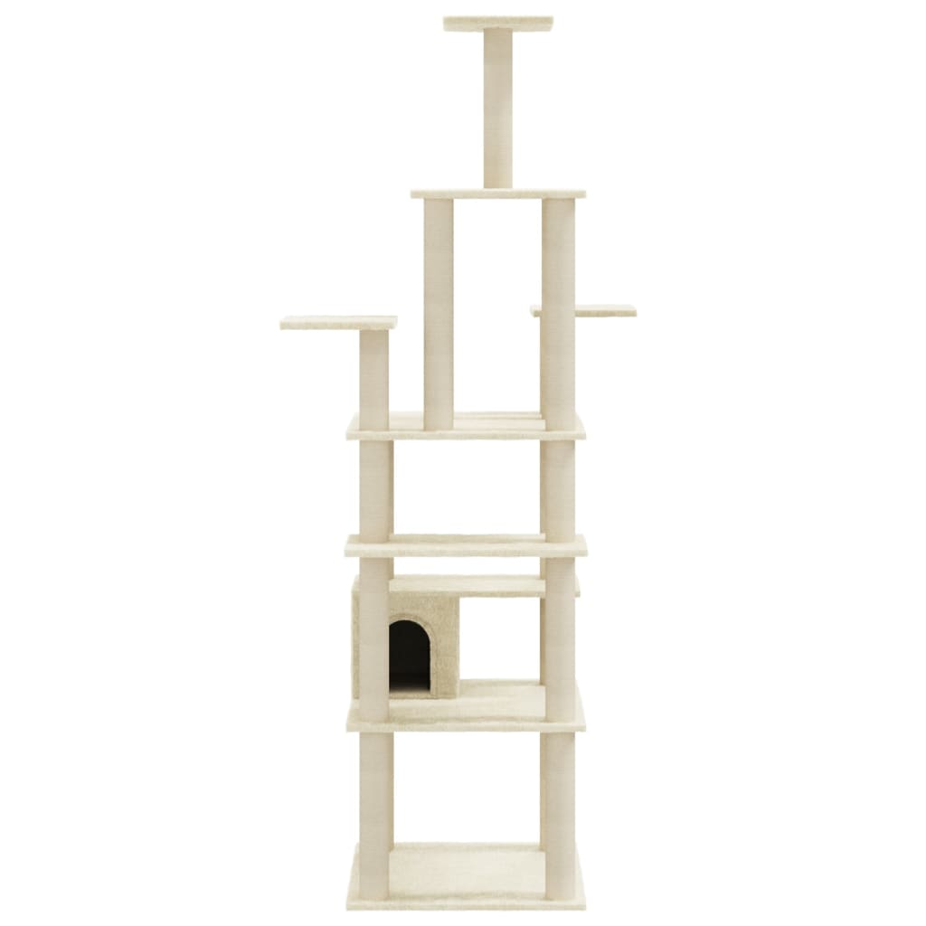 vidaXL Cat Tree with Sisal Scratching Posts Cream 183 cm