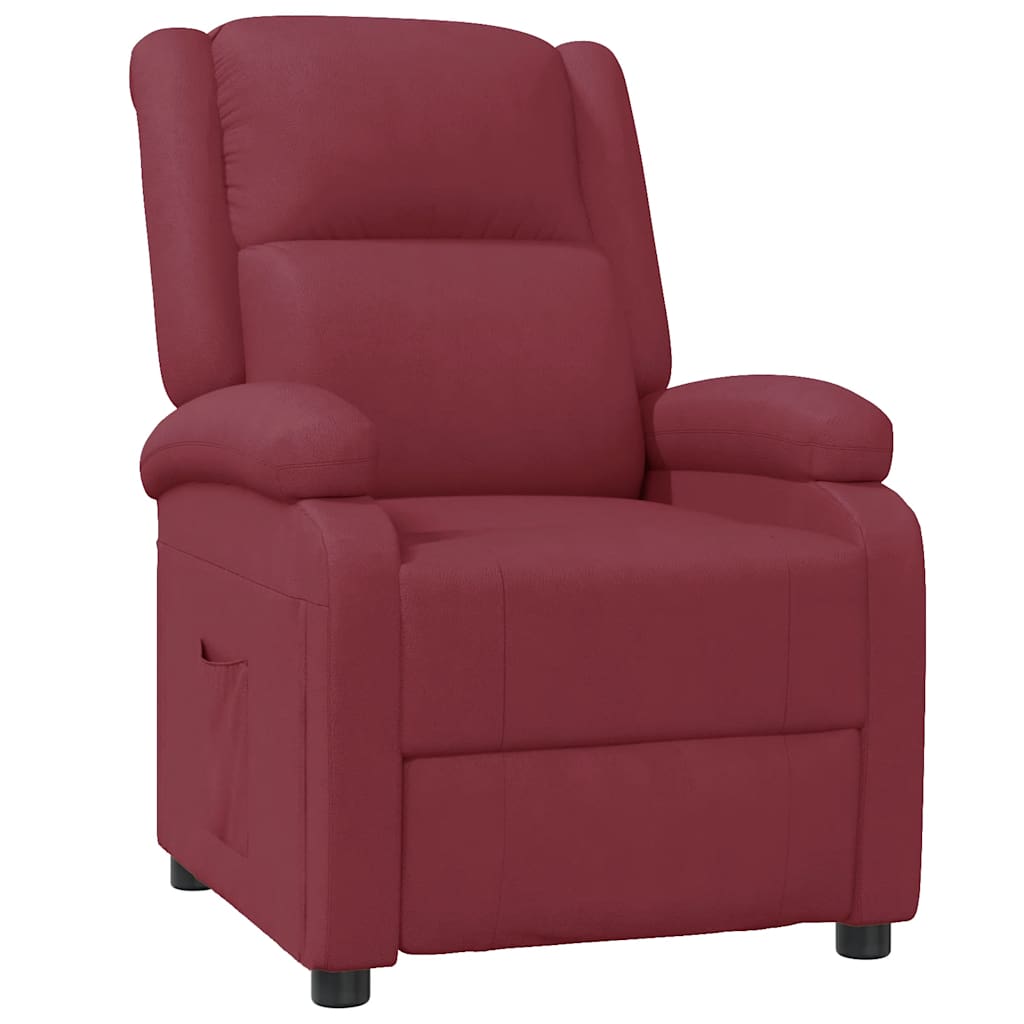 Recliner Chair Wine Red Faux Leather
