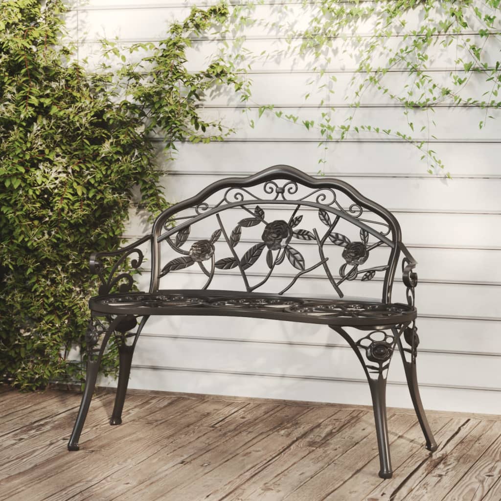 Garden Bench | Black | Cast Aluminium, Cast Iron | Medium