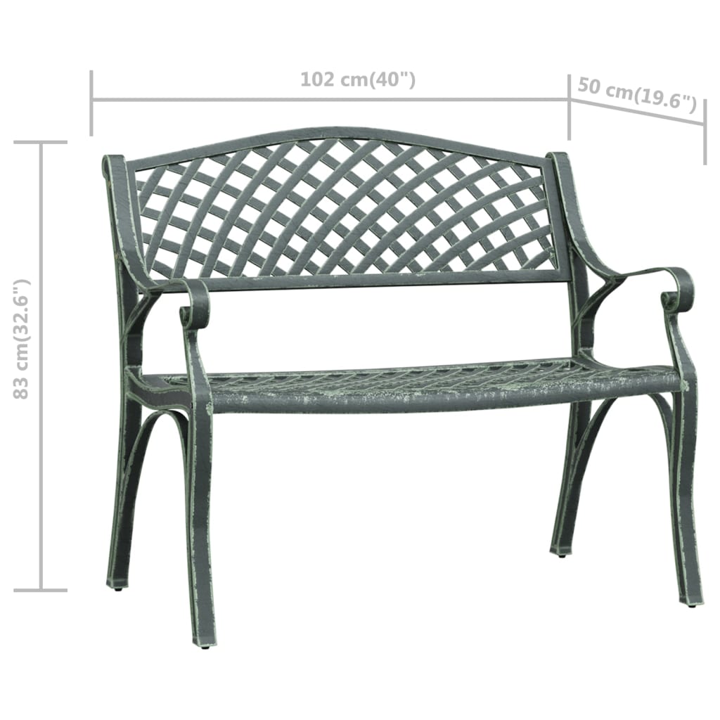 Garden Bench | Green | Cast Aluminium, Cast Iron | Standard