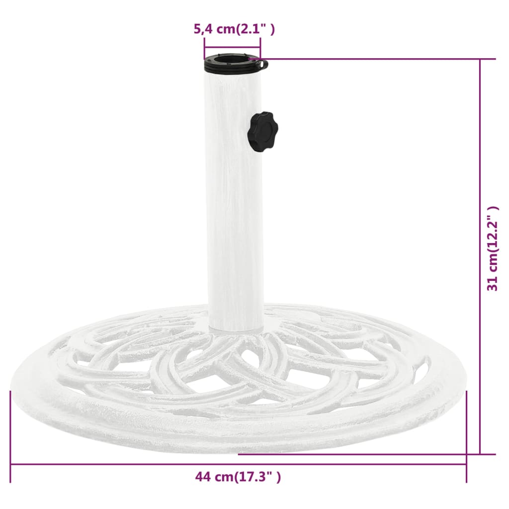 vidaXL Umbrella Base White 44x44x31 cm Cast Iron