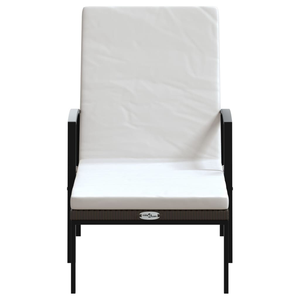 Sun Lounger With Table |  Set of 3 | Brown