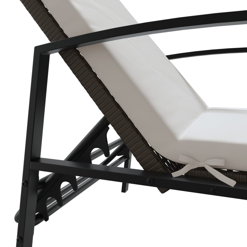 Sun Lounger With Table |  Set of 3 | Brown