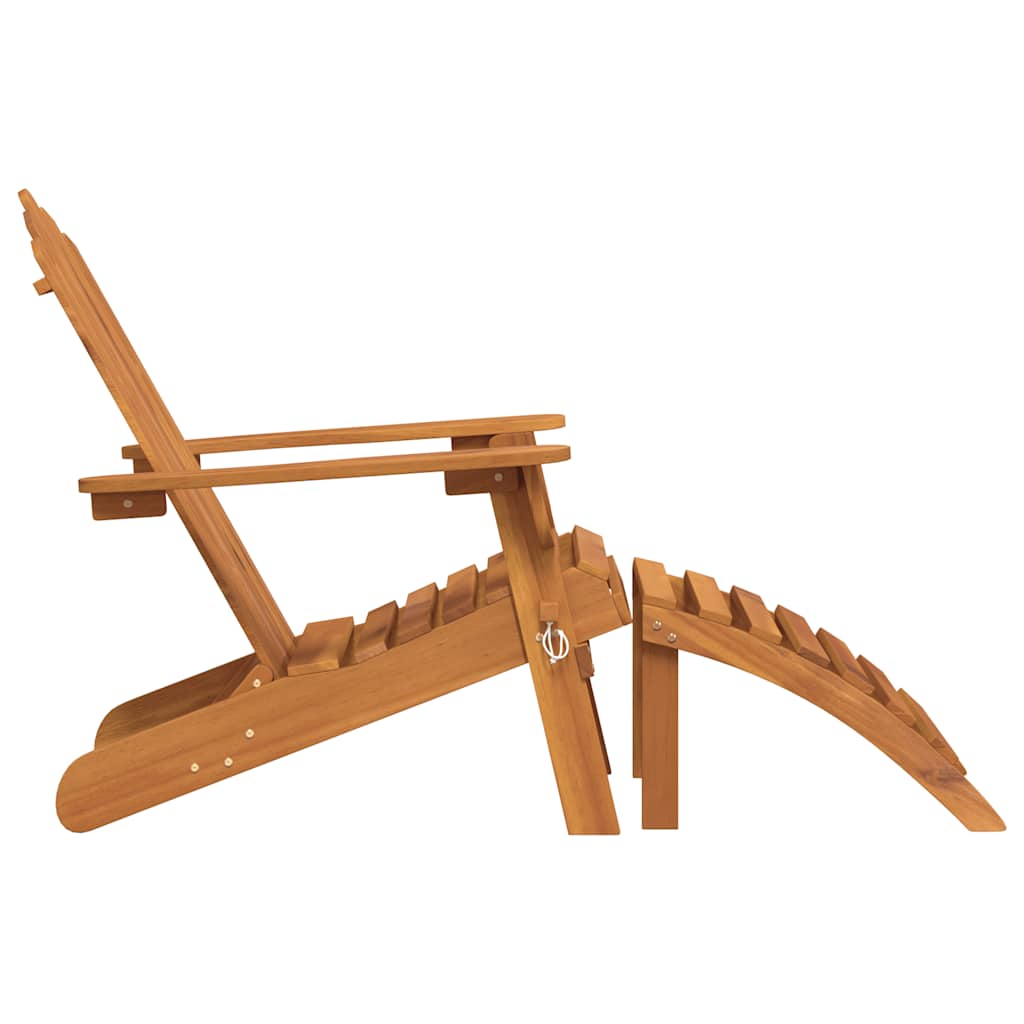 Garden Adirondack Chair with Footrest Solid Acacia Wood