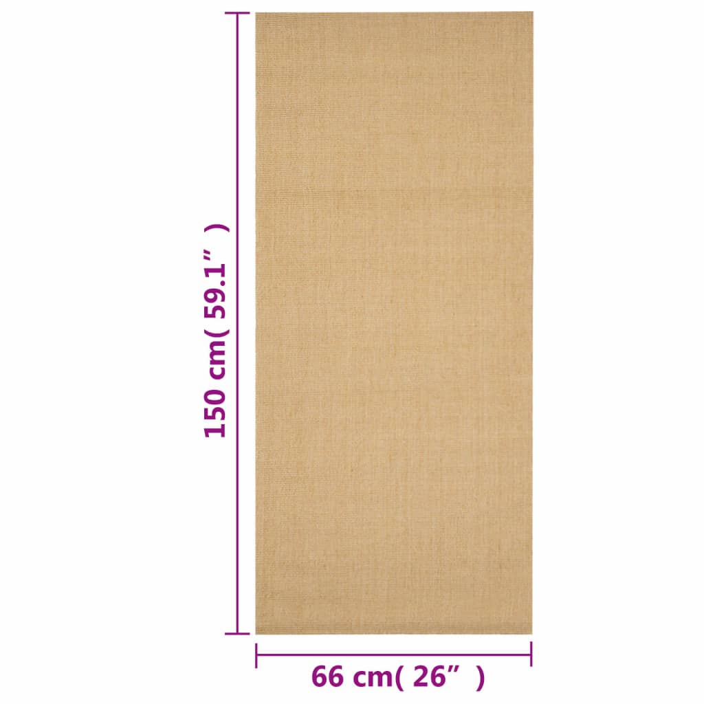 vidaXL Rug Natural Sisal 66x150 cm