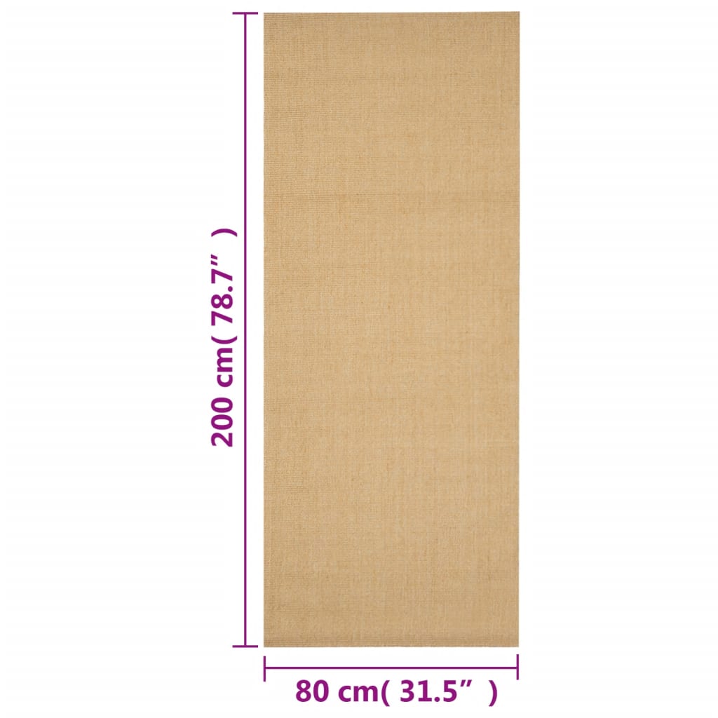 vidaXL Rug Natural Sisal 80x200 cm