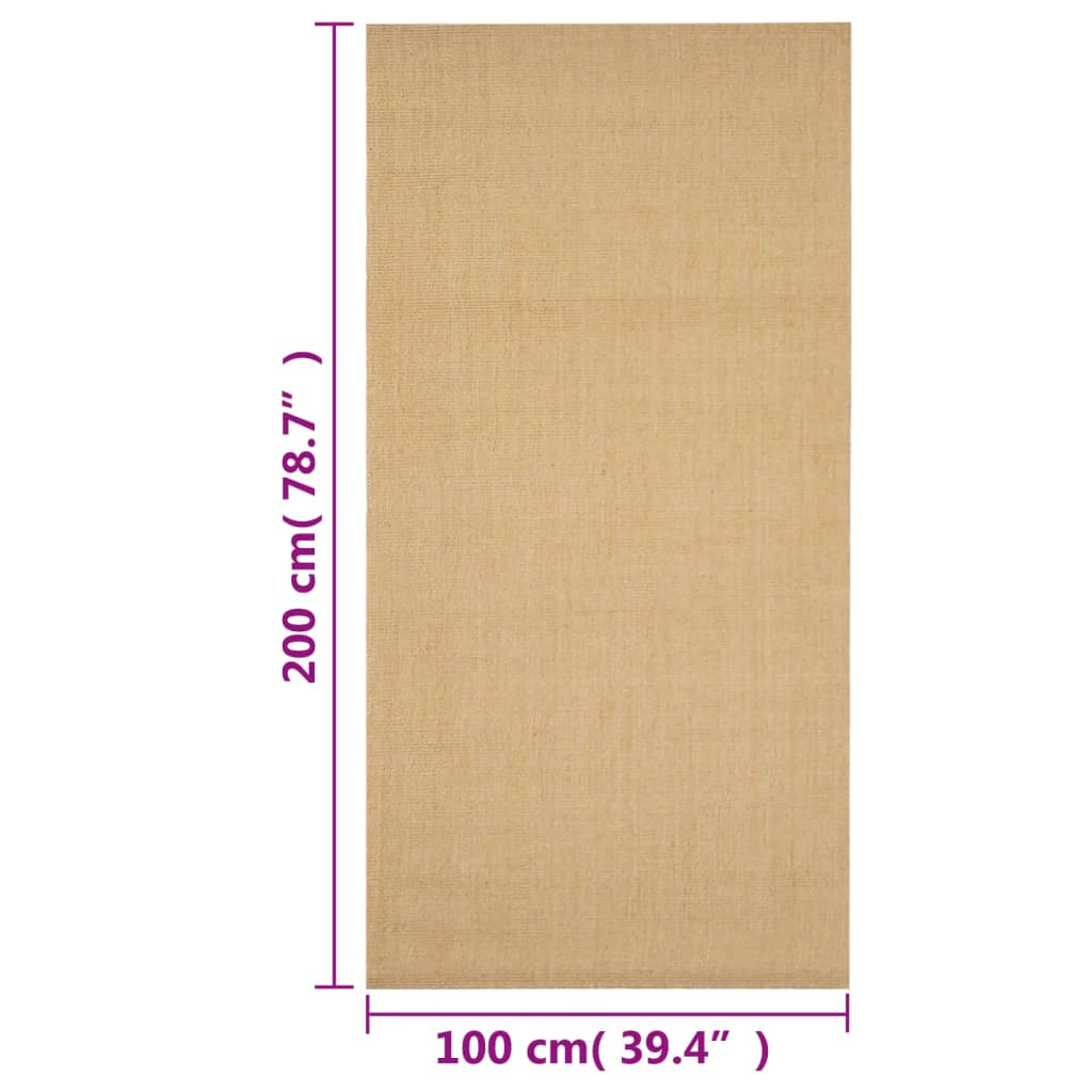 vidaXL Rug Natural Sisal 100x200 cm