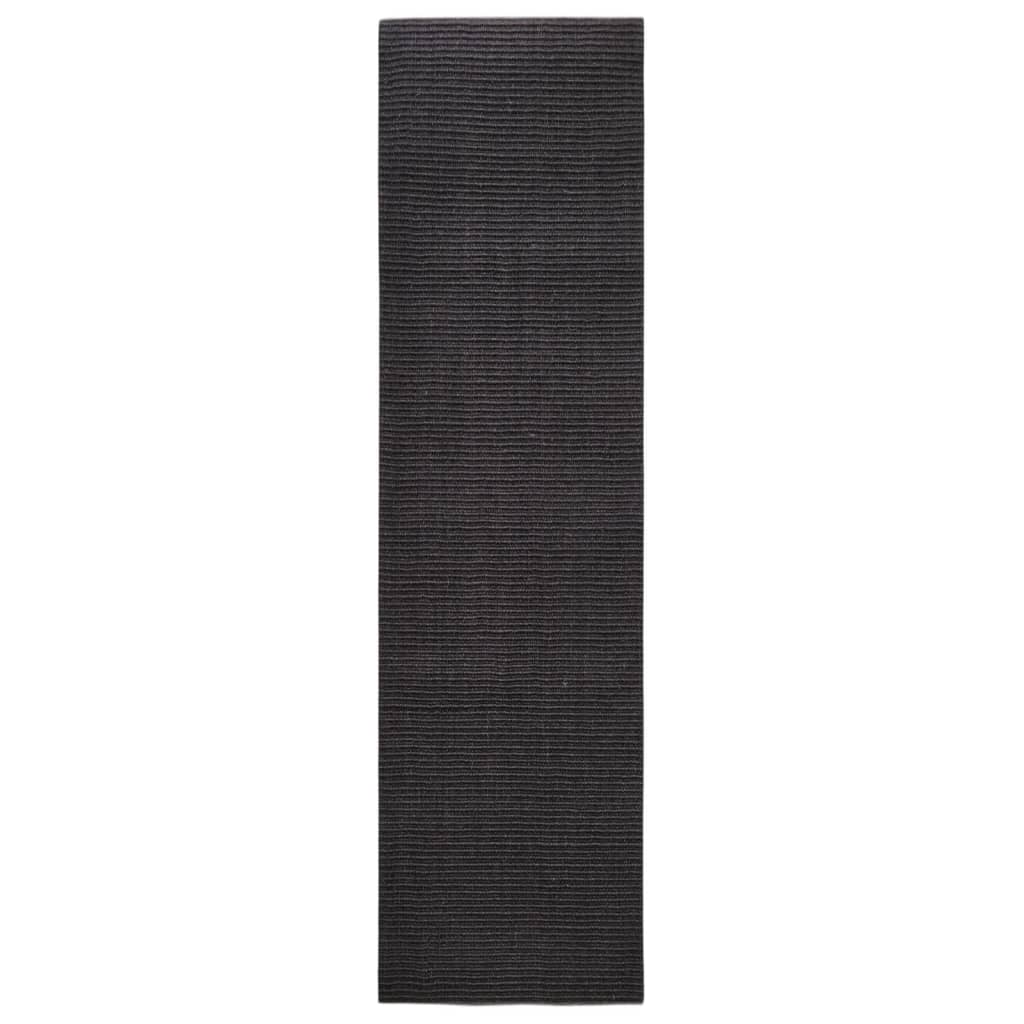 vidaXL Rug Natural Sisal 80x300 cm Black