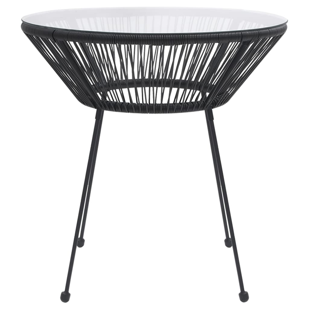 Dining Set | Black | Round PVC Rattan | Decorative Inlays | Dining Set