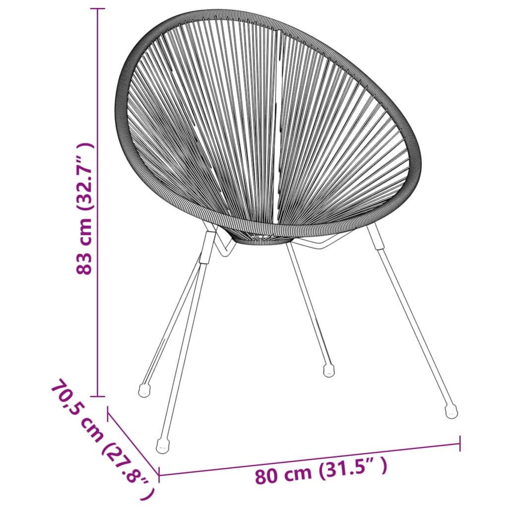 Dining Set | Black | Round PVC Rattan | Decorative Inlays | Dining Set
