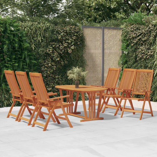 vidaXL 7 Piece Garden Dining Set Solid Wood Eucalyptus