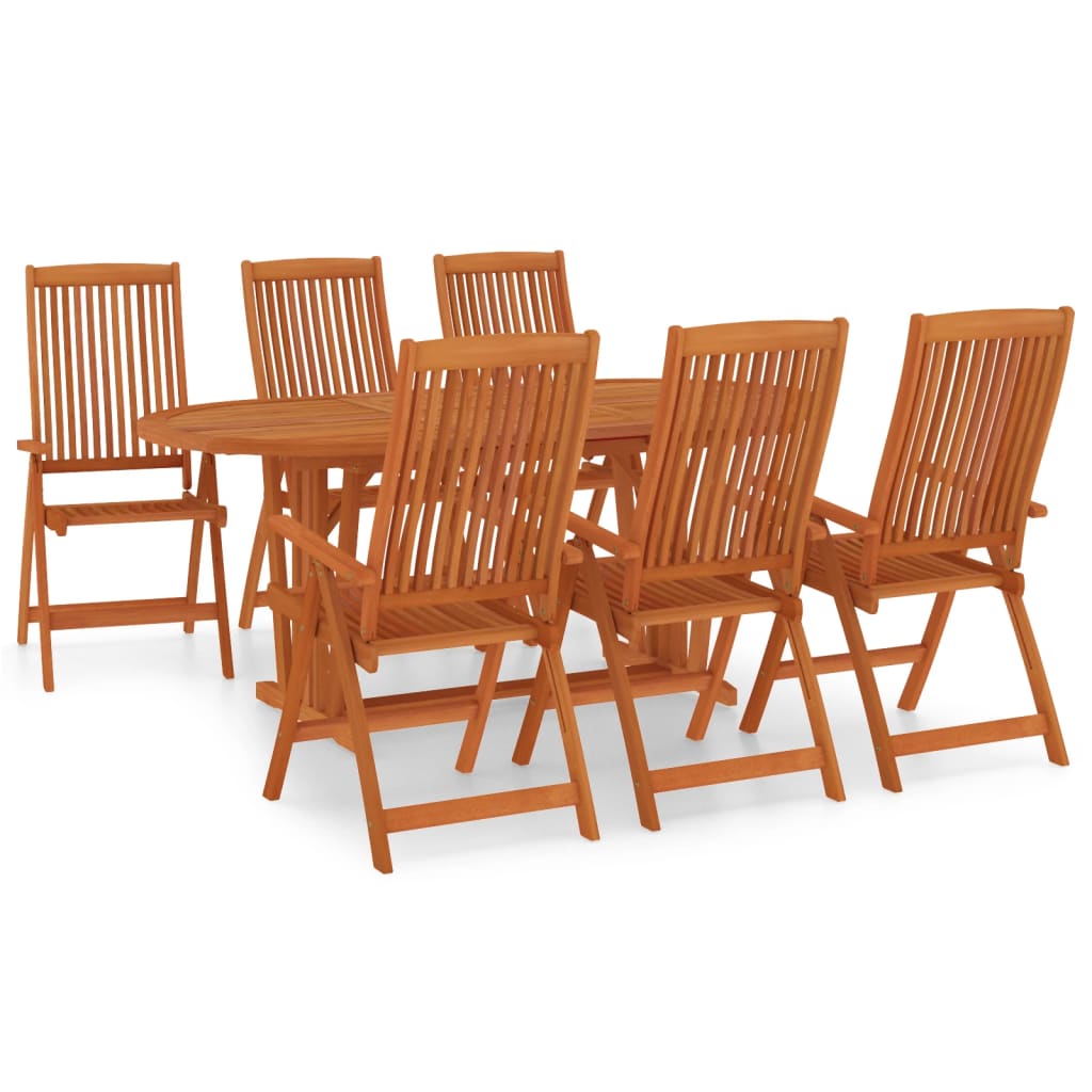 Garden Dining Set | Reddish-brown | Solid eucalyptus wood | Large