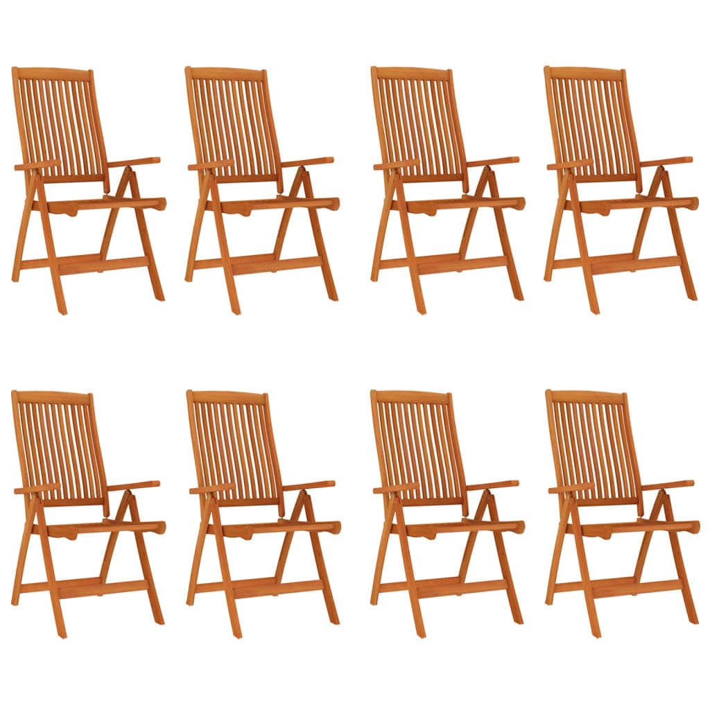 Garden Chair | Set of 8 | Natural wood | Solid eucalyptus wood | Standard