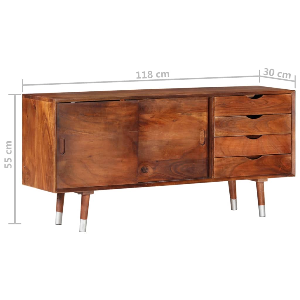 vidaXL TV Cabinet 118x30x55 cm Solid Acacia Wood