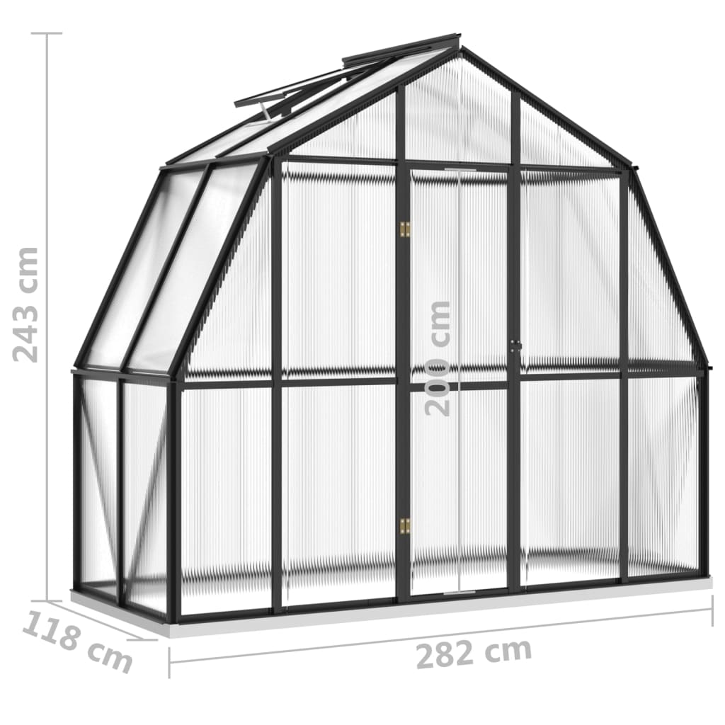 vidaXL Greenhouse with Base Frame Anthracite 3.3 m² Aluminium