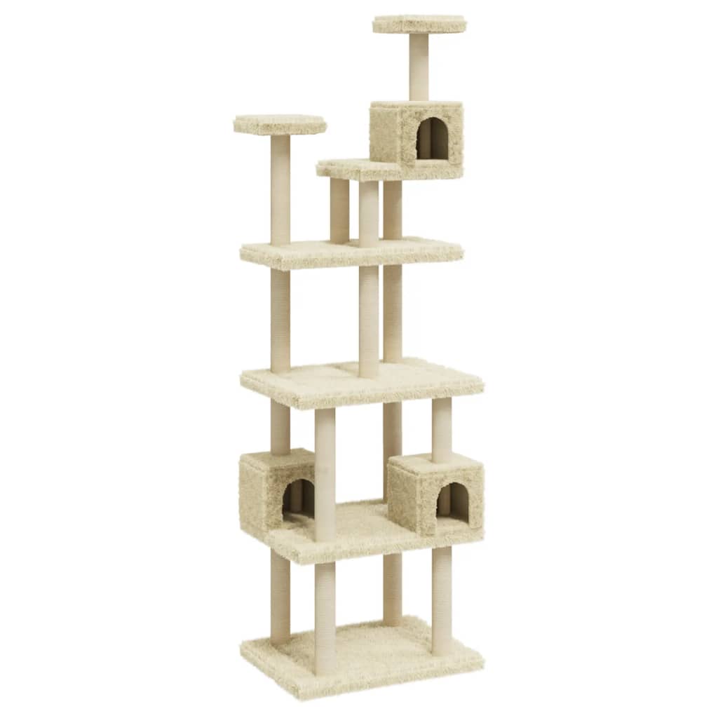 Cat Tree with Sisal Scratching Posts Cream 188 cm