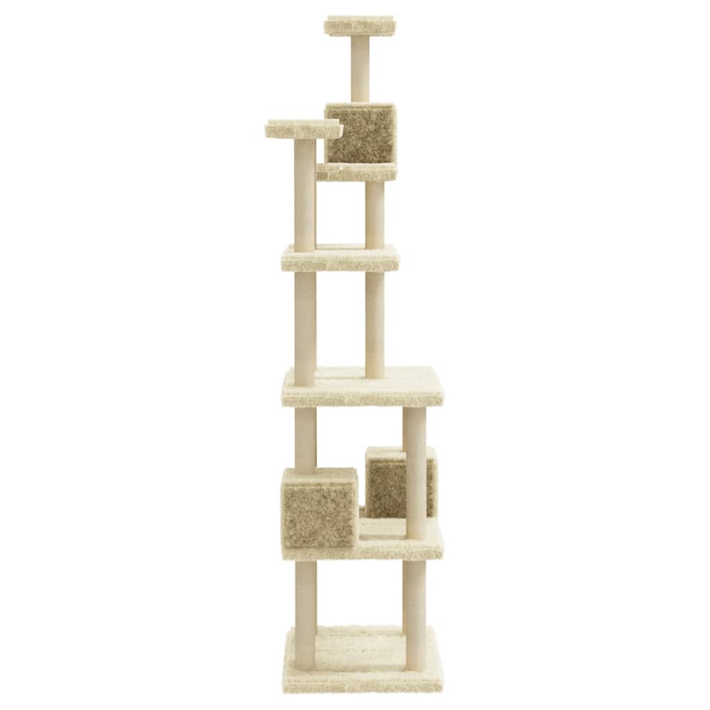 Cat Tree with Sisal Scratching Posts Cream 188 cm