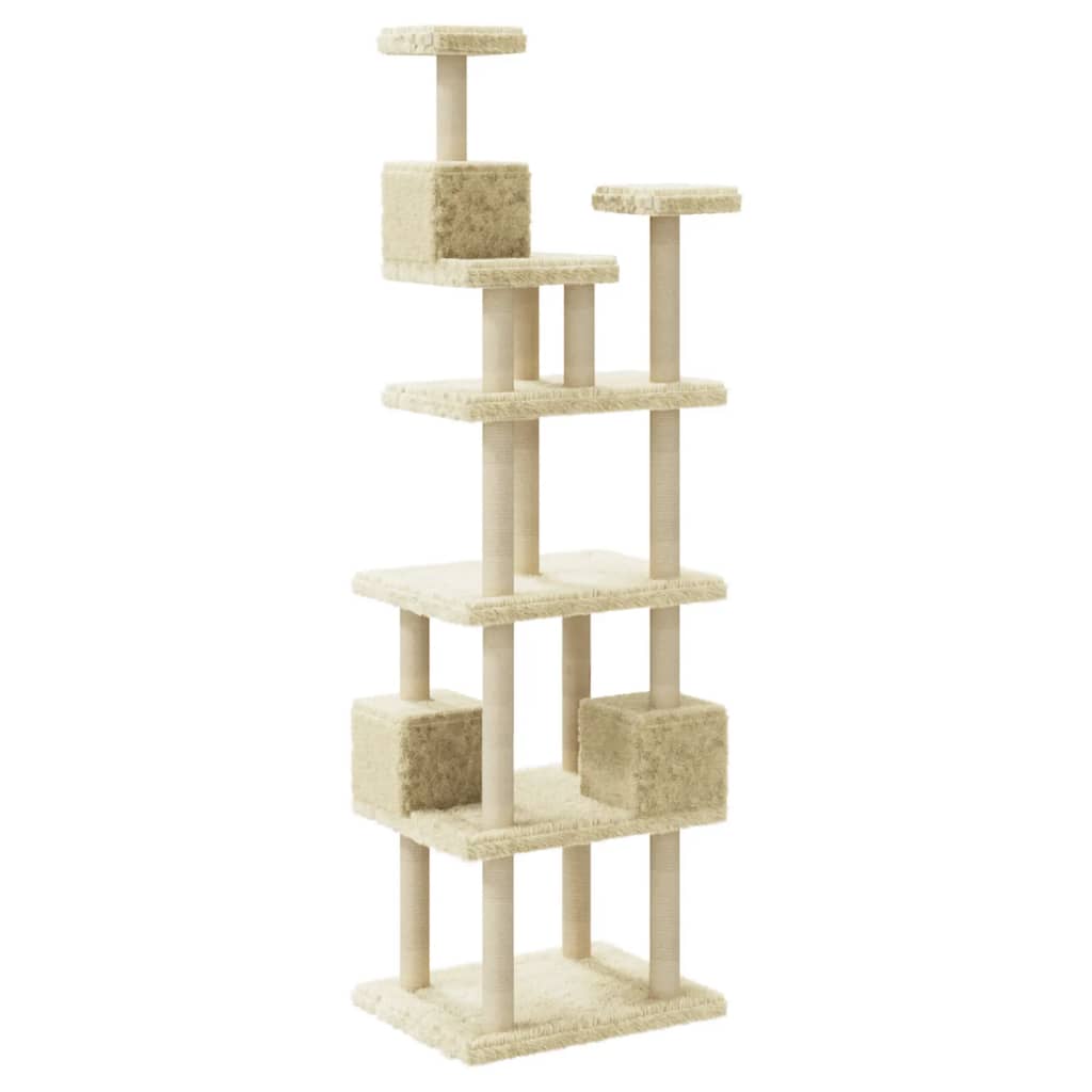 Cat Tree with Sisal Scratching Posts Cream 188 cm