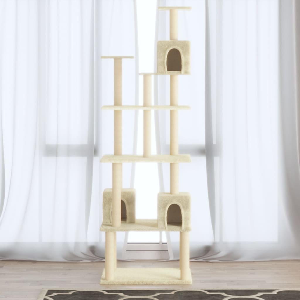 Cat Tree with Sisal Scratching Posts Cream 188 cm