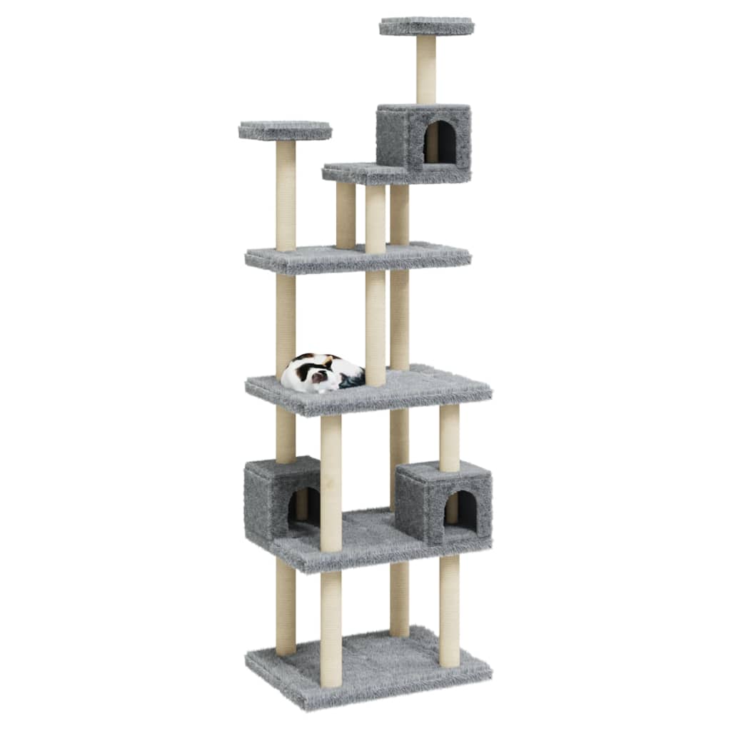 Cat Tree with Sisal Scratching Posts Light Grey 188 cm