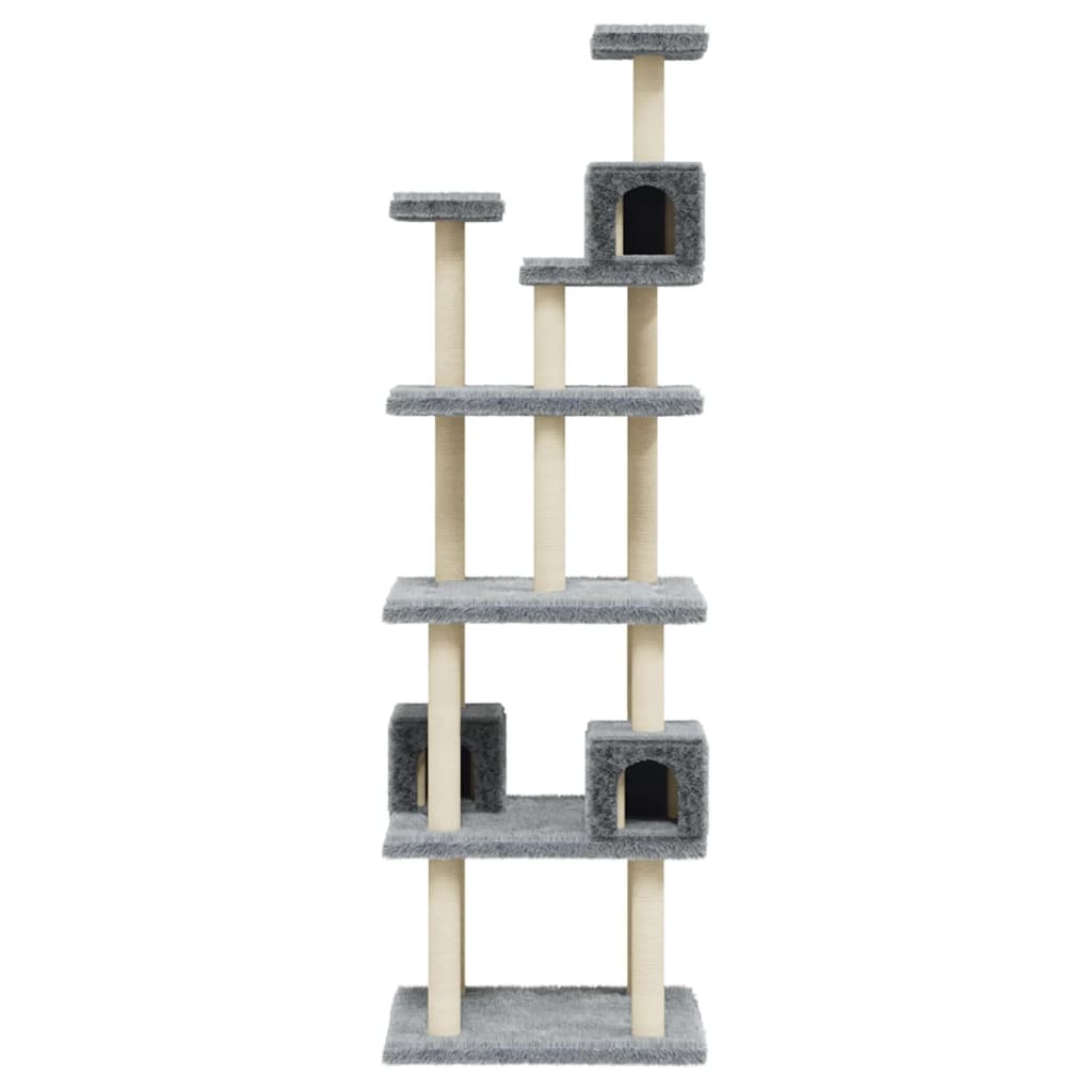 Cat Tree with Sisal Scratching Posts Light Grey 188 cm