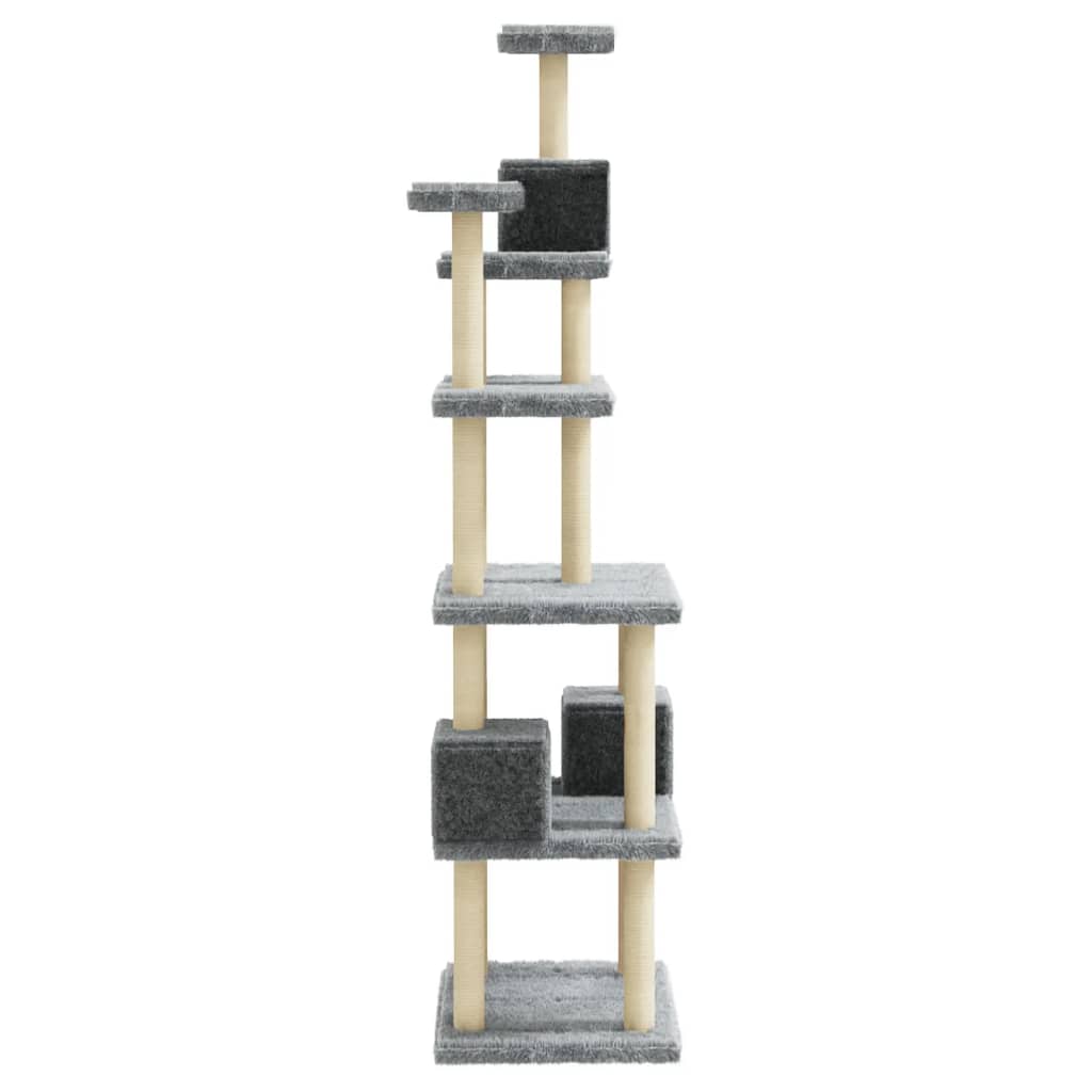 Cat Tree with Sisal Scratching Posts Light Grey 188 cm