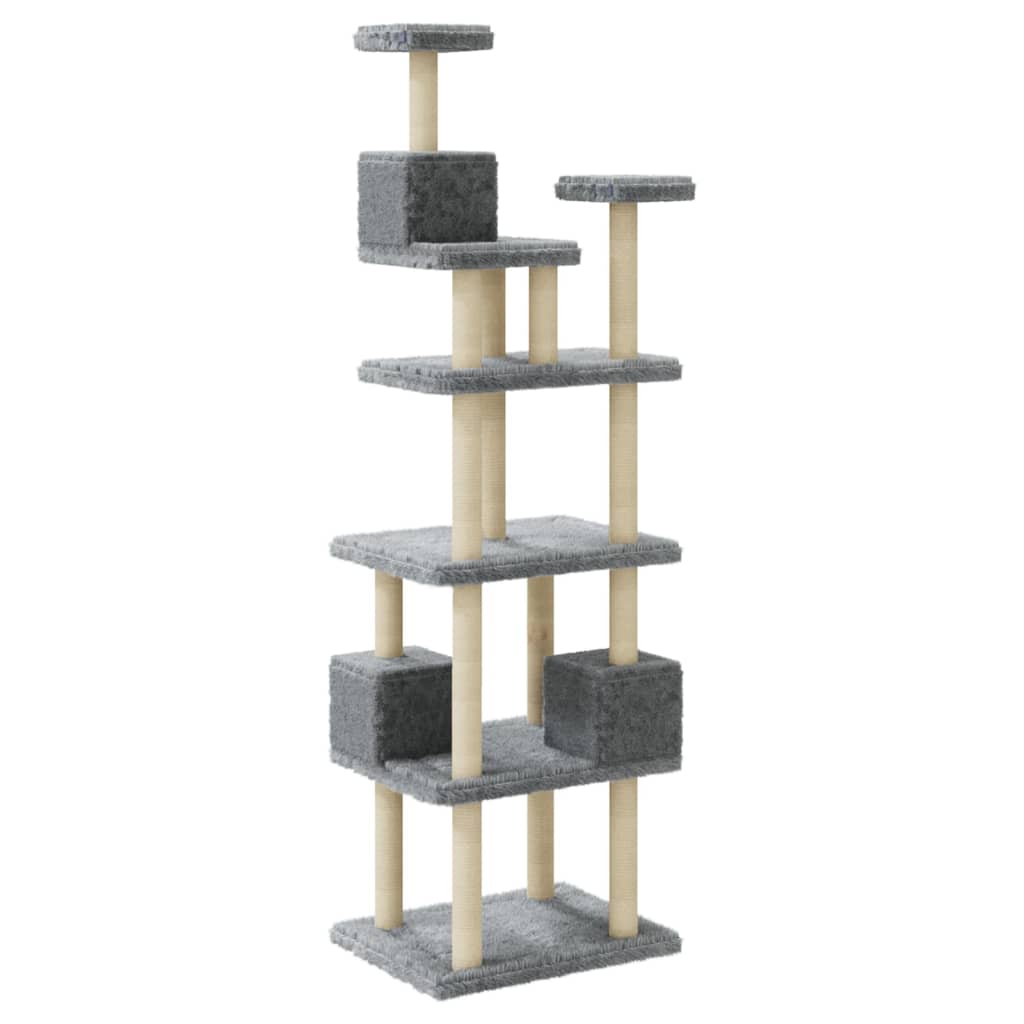 Cat Tree with Sisal Scratching Posts Light Grey 188 cm