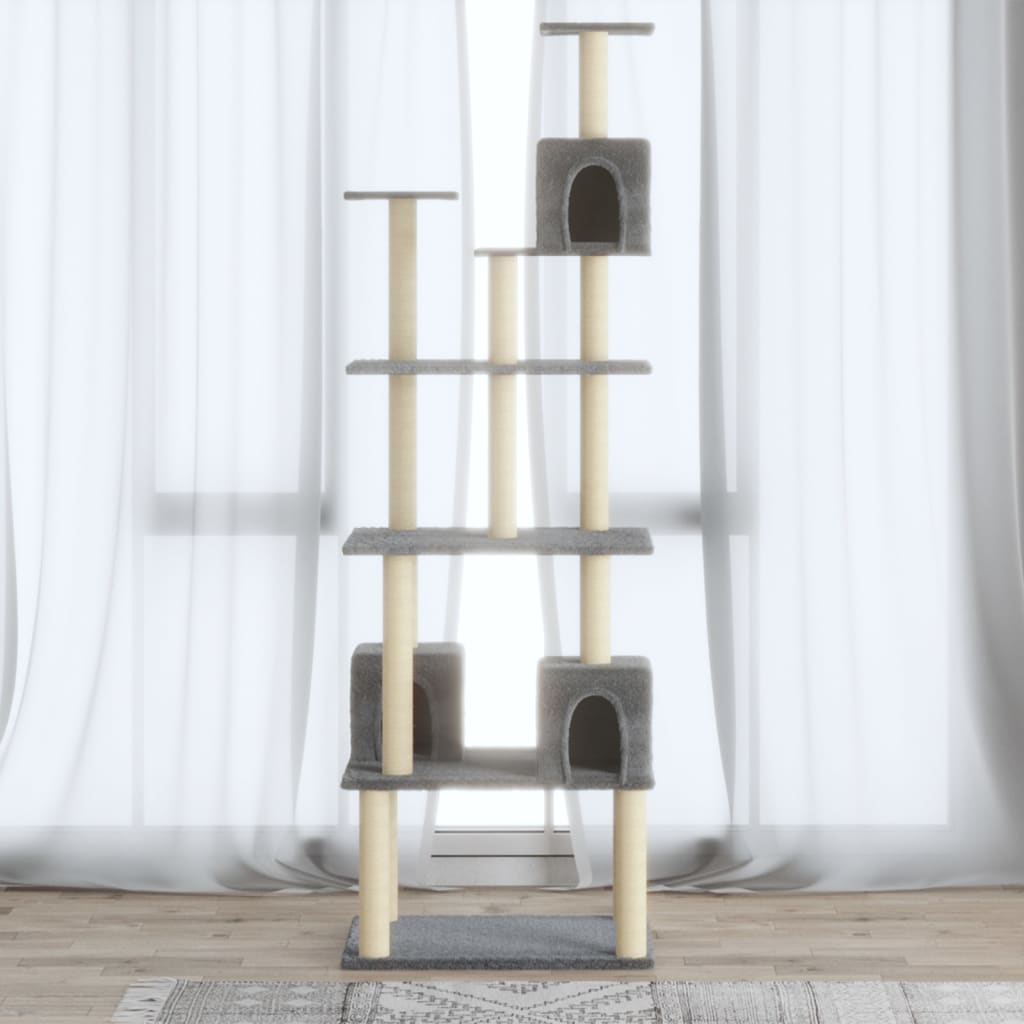 Cat Tree with Sisal Scratching Posts Light Grey 188 cm