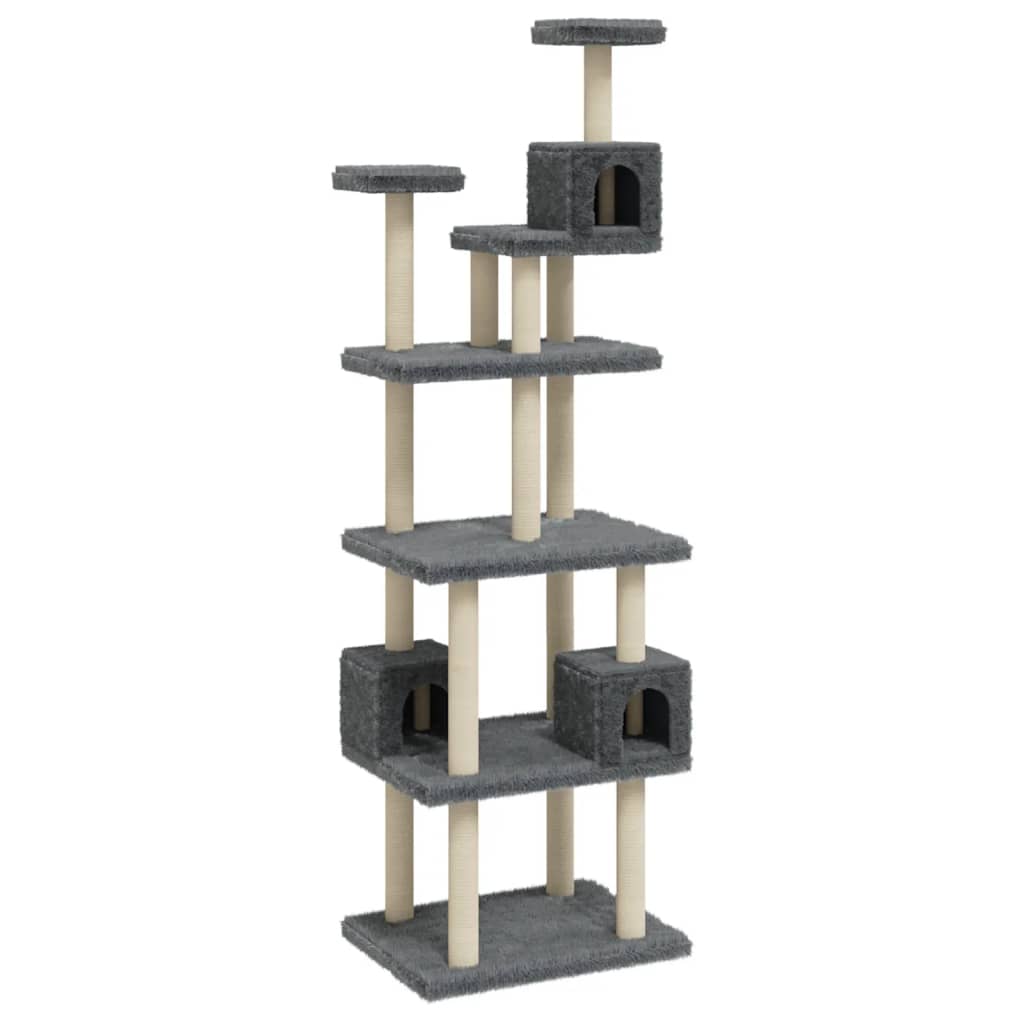 vidaXL Cat Tree with Sisal Scratching Posts Dark Grey 188 cm