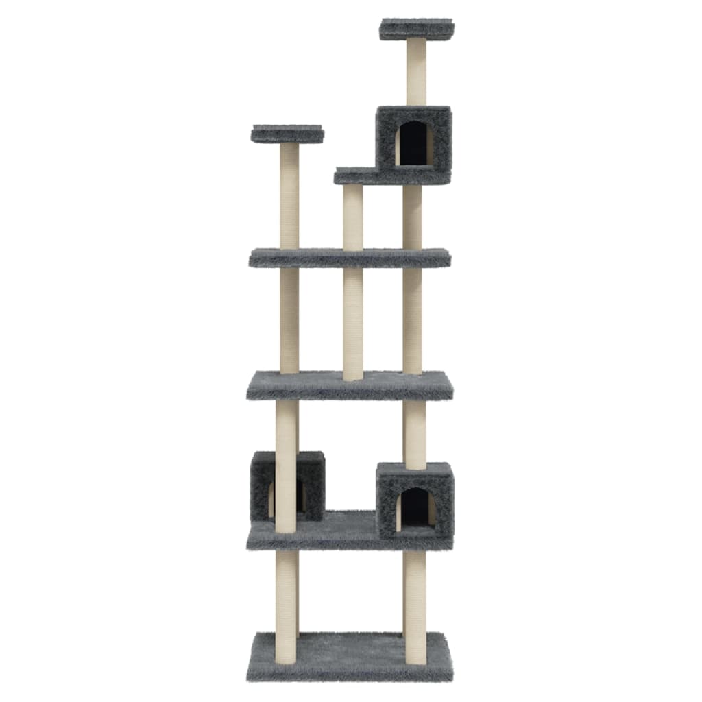 vidaXL Cat Tree with Sisal Scratching Posts Dark Grey 188 cm