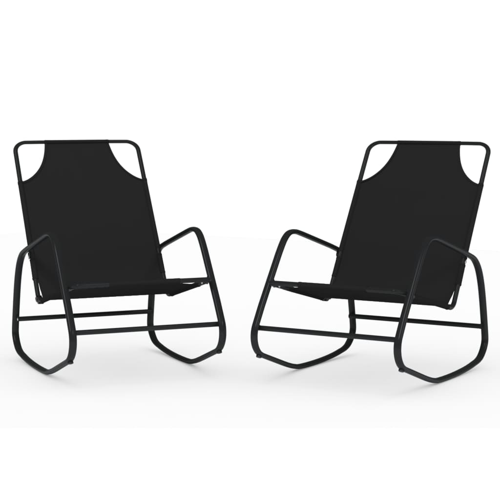Sun Lounger | Set of 2 | Black | Powder-coated steel, textilene