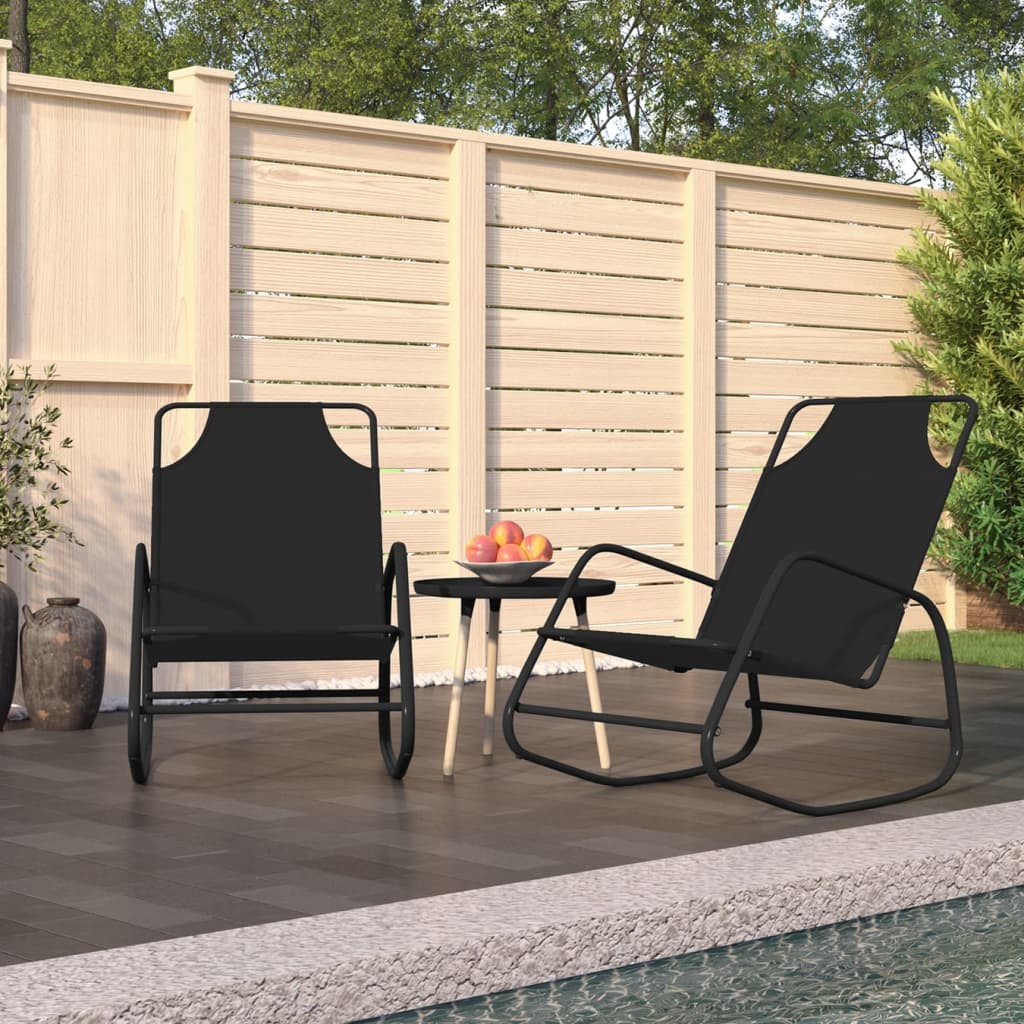 Sun Lounger | Set of 2 | Black | Powder-coated steel, textilene
