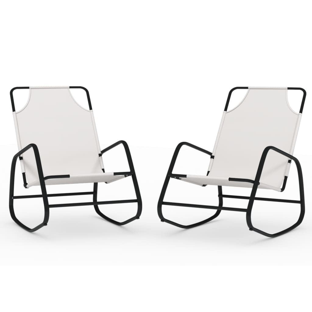 Sun Lounger | Set of 2 | Cream | Strong Powder-coated steel, textilene