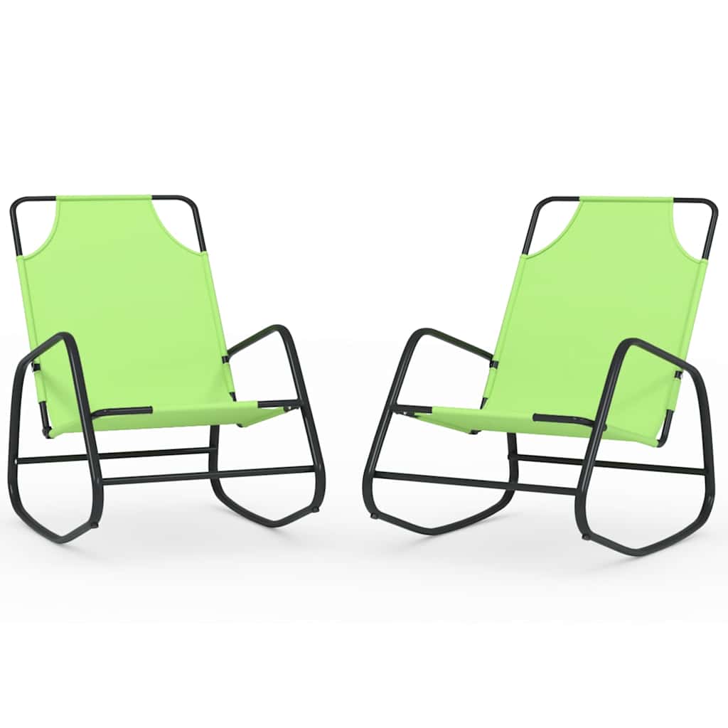 Sun Lounger | Set of 2 | Green | Powder-coated steel, Textilene