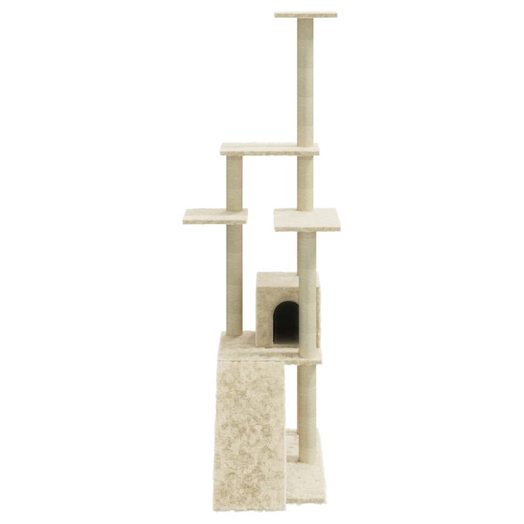 Cat Tree with Sisal Scratching Posts Cream 155 cm