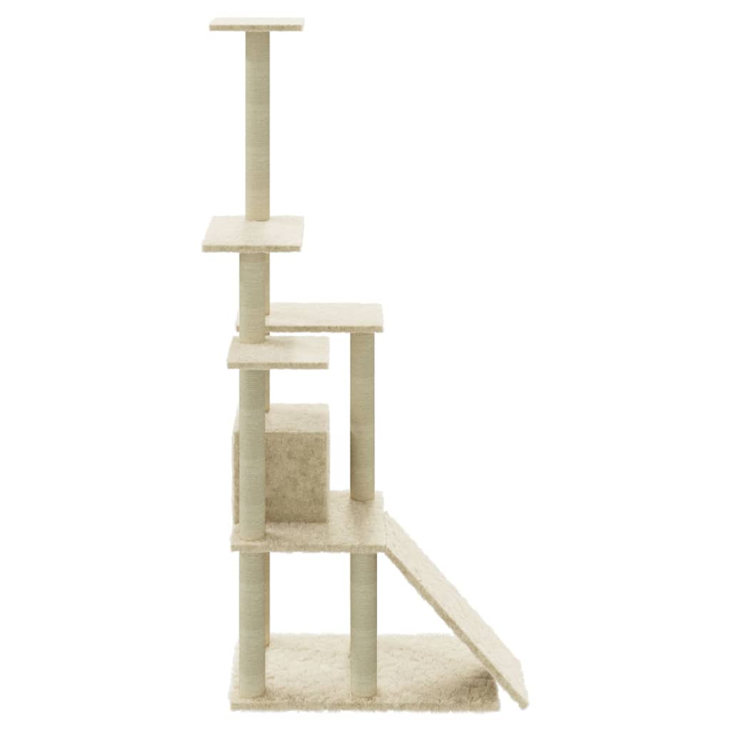 Cat Tree with Sisal Scratching Posts Cream 155 cm