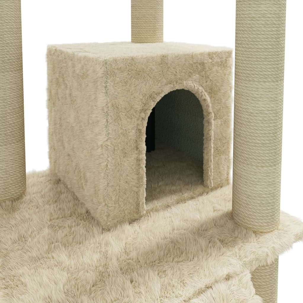 Cat Tree with Sisal Scratching Posts Cream 155 cm