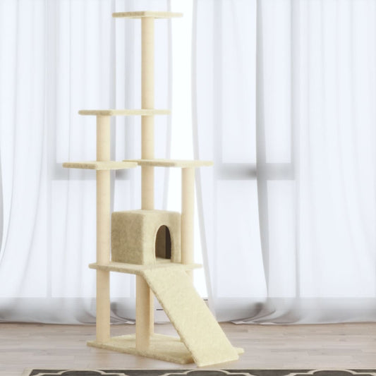 Cat Tree with Sisal Scratching Posts Cream 155 cm