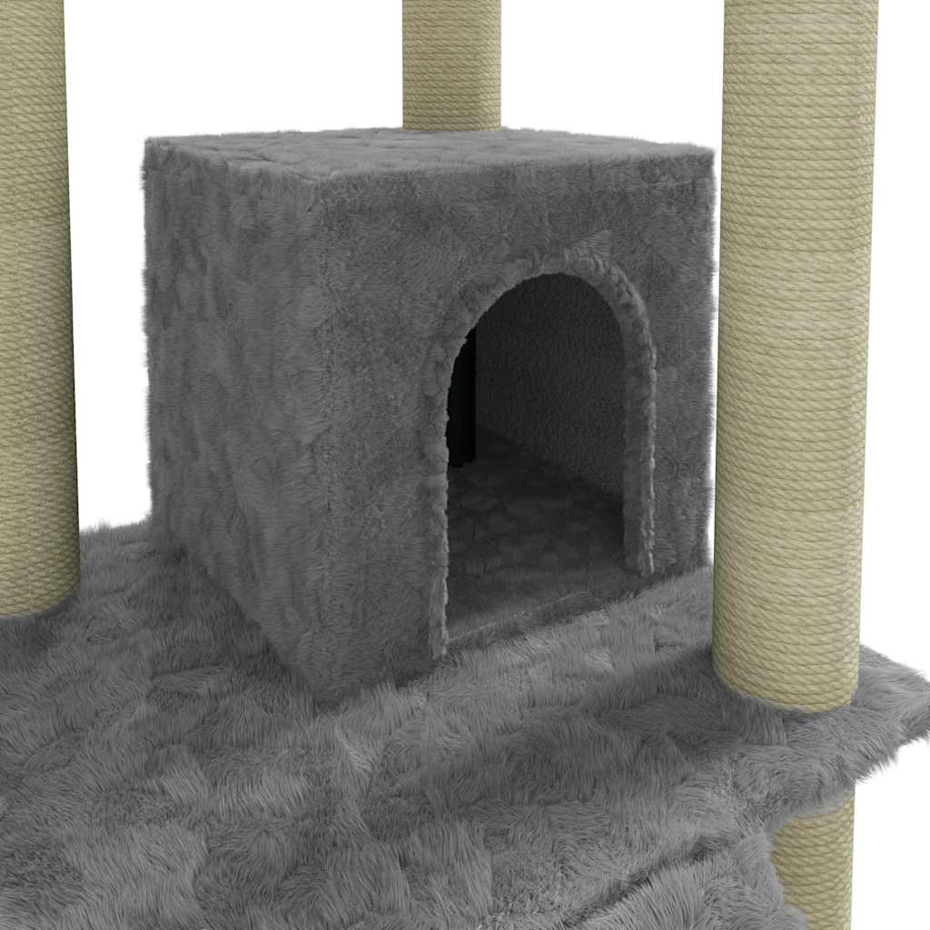 Cat Tree with Sisal Scratching Posts Light Grey 155 cm