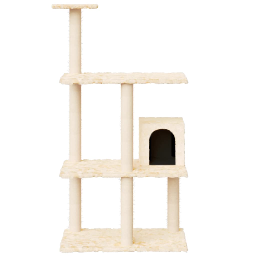 vidaXL Cat Tree with Sisal Scratching Posts Cream 119 cm