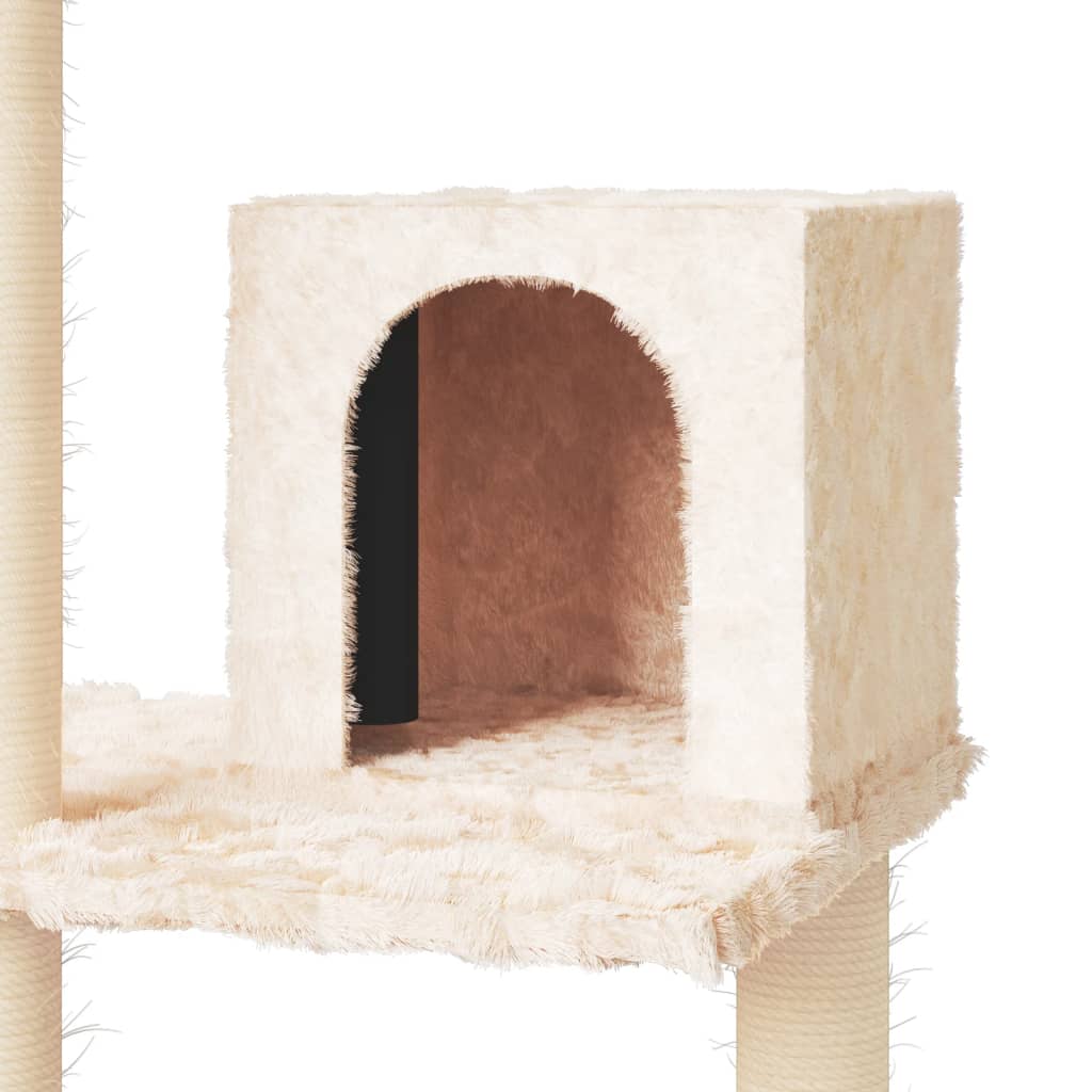 vidaXL Cat Tree with Sisal Scratching Posts Cream 119 cm