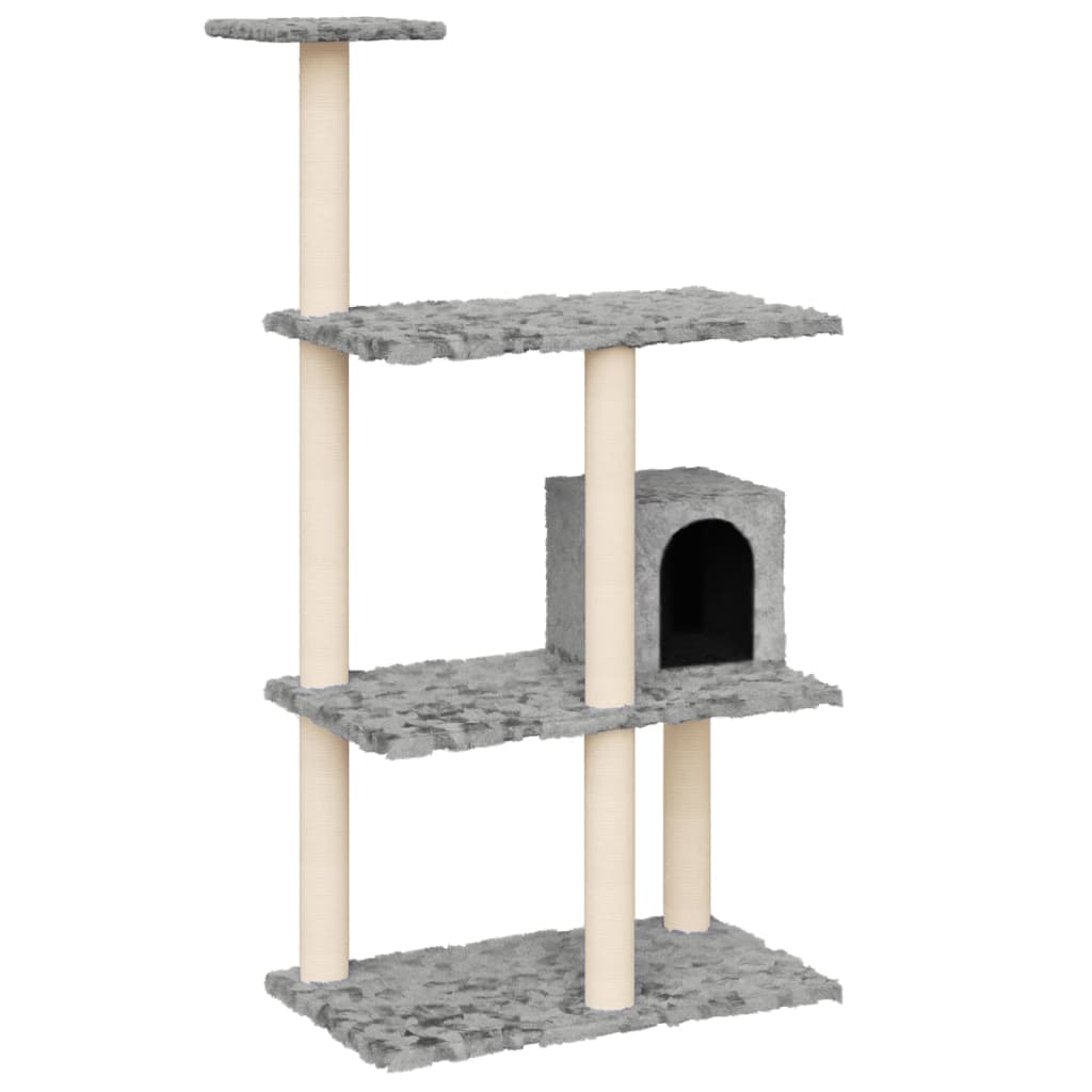 vidaXL Cat Tree with Sisal Scratching Posts Light Grey 119 cm