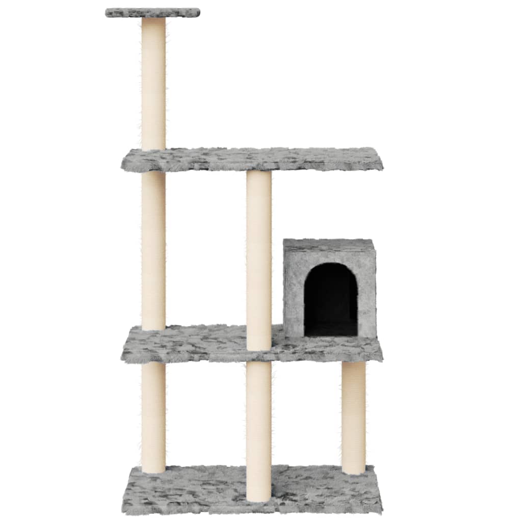 vidaXL Cat Tree with Sisal Scratching Posts Light Grey 119 cm