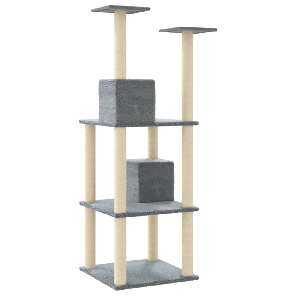 vidaXL Cat Tree with Sisal Scratching Posts Light Grey 141 cm