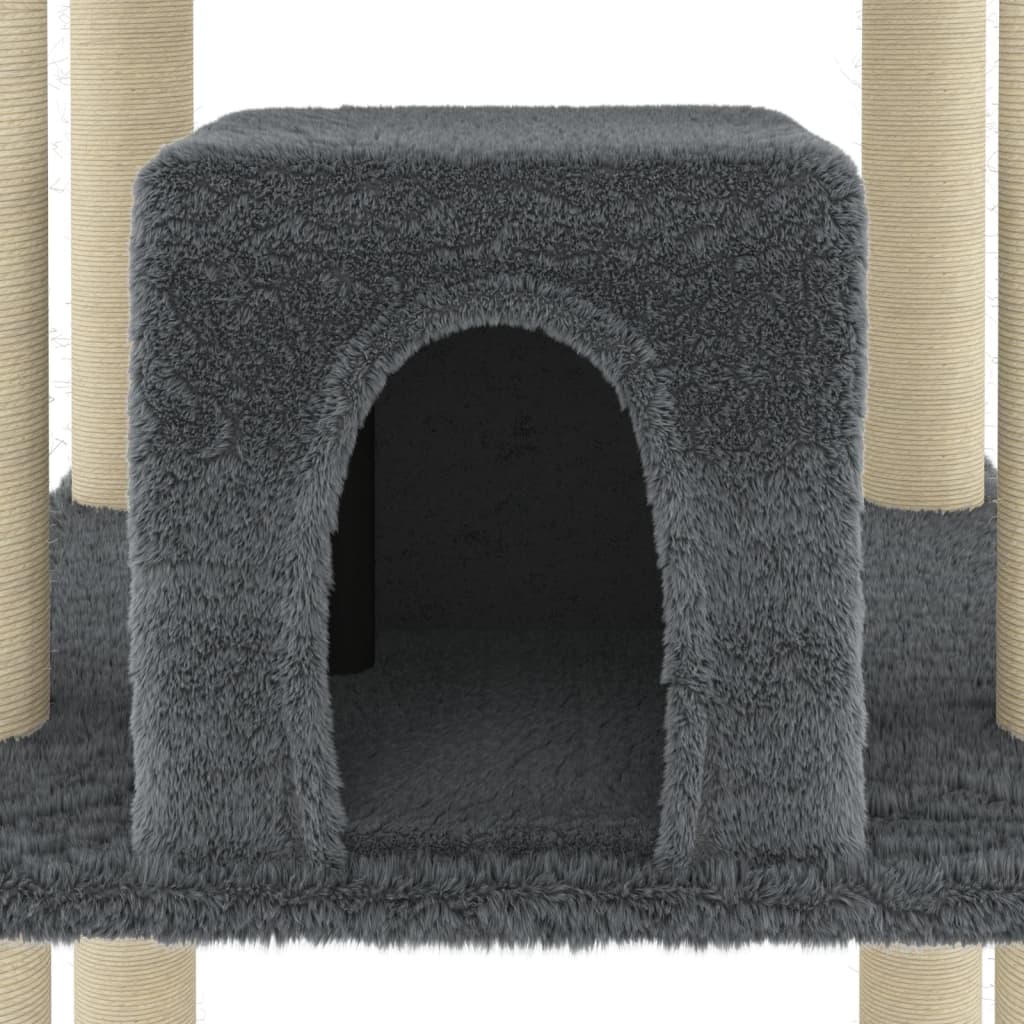 vidaXL Cat Tree with Sisal Scratching Posts Dark Grey 216 cm