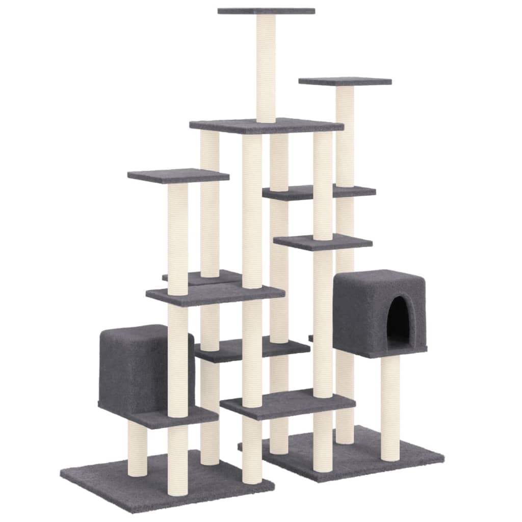 vidaXL Cat Tree with Sisal Scratching Posts Dark Grey 145 cm