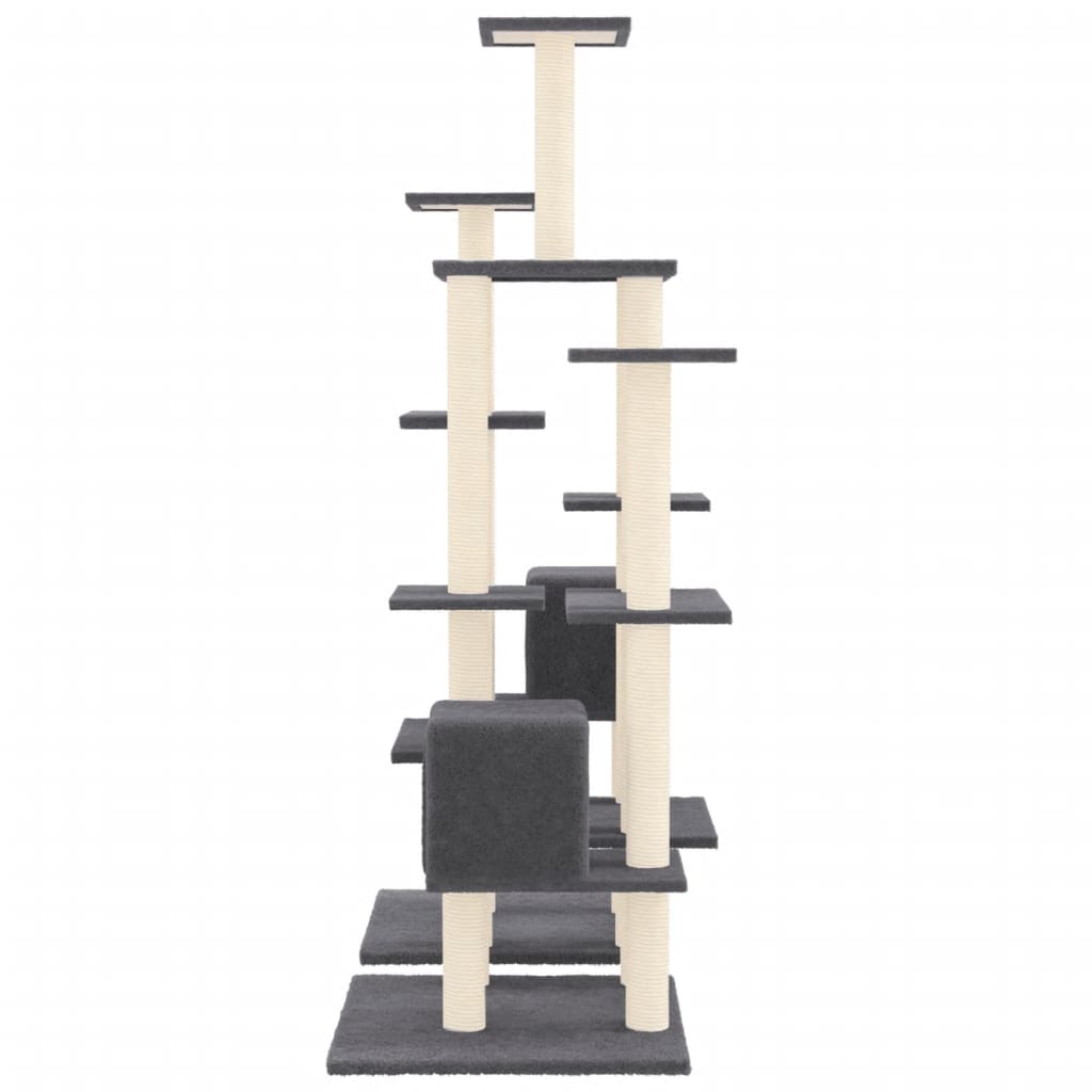 vidaXL Cat Tree with Sisal Scratching Posts Dark Grey 145 cm