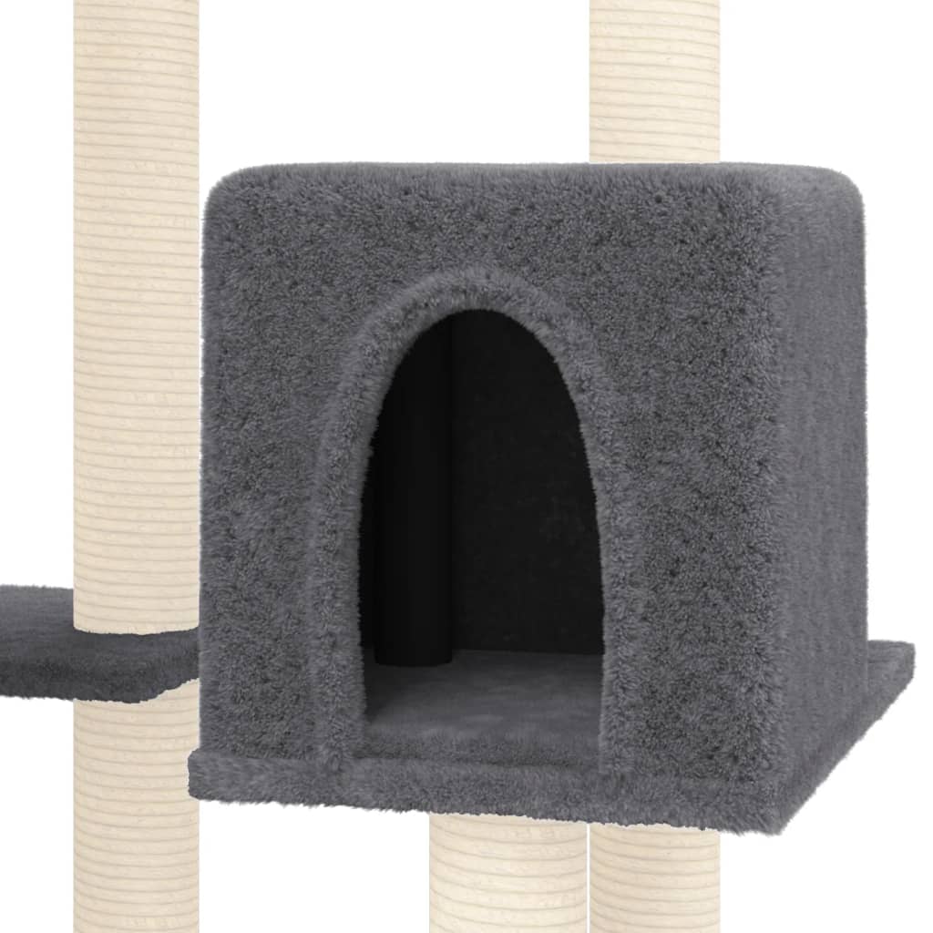 vidaXL Cat Tree with Sisal Scratching Posts Dark Grey 145 cm